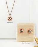 Peach rose gold swarovski pendant necklace