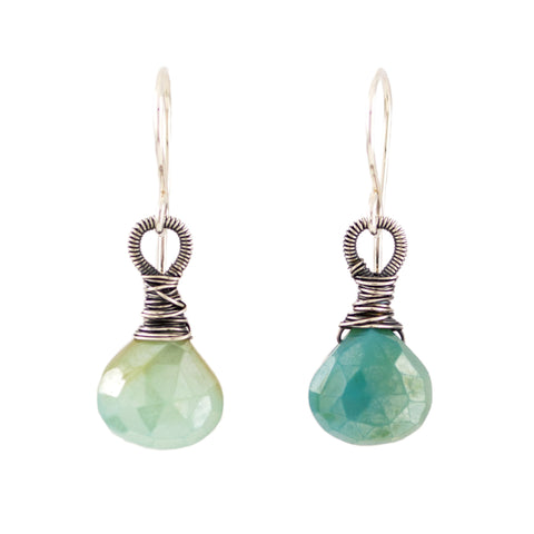 Sage green quartz drop earrings