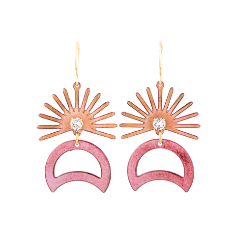 Pink peach statement earrings