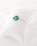 Turquoise Swarovski crystal silver dainty chain bracelet