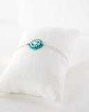 Turquoise Swarovski crystal silver dainty chain bracelet