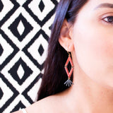 Burnt orange gray kite geometric earrings