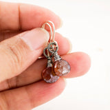 Burnt sienna quartz drop earrings with silver wire wrapping