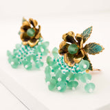 1950s beaded clip on earrings