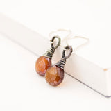 Burnt sienna quartz drop earrings with silver wire wrapping