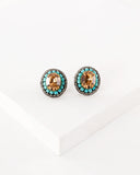 Champagne turquoise gray stud earrings
