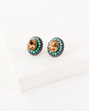 Champagne turquoise gray stud earrings