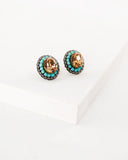 Champagne turquoise gray stud earrings