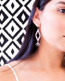 Blush Pink Gray Long Geometric Dangle Earrings