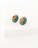 Champagne turquoise gray stud earrings