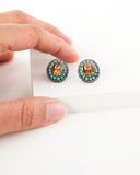 Champagne turquoise gray stud earrings