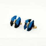 Black blue unique bow stud earrings | tassel bow studs