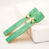 Light green arch drop earrings | Mint patina earrings