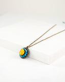 Yellow turquoise necklace | swarovski pendant with brass chain