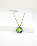 Yellow turquoise necklace | swarovski pendant with brass chain