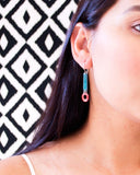 Teal Orange Drop Earrings with Sterling Silver