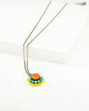 Orange yellow and turquoise swarovski pendant necklace