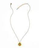 Orange yellow and turquoise swarovski pendant necklace