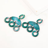 Green blue color enamel earrings