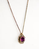 Vintage style plum wine red color filigree pendant necklace