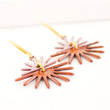 Rust blush gray dainty earrings | starburst circle drops