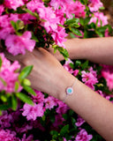 Delicate baby pink and teal swarovski bracelet