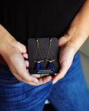 Blue black earrings | tassel earrings | gold brass earrings