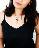Brass silver mixed metal necklace with gemstones
