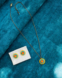 Orange yellow turquoise stud earrings | Swarovski earrings