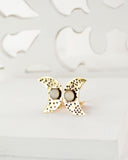 Crescent moon brass clip on earrings | hand textured studs