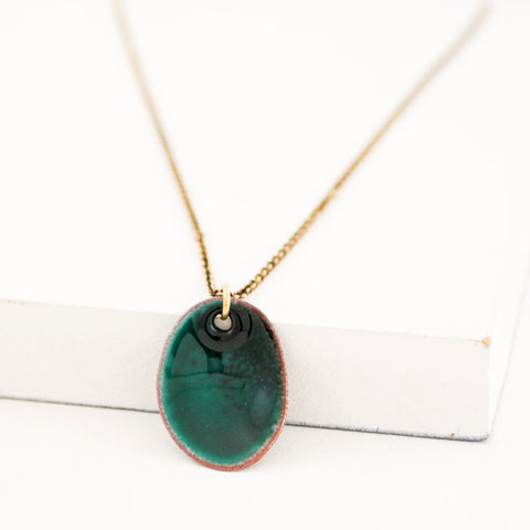 Green enamel necklace