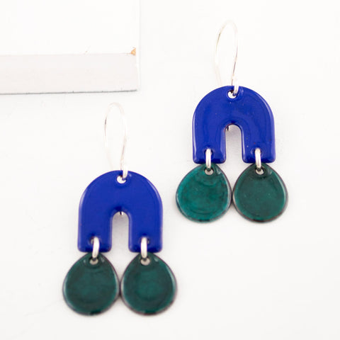 Dark green jade dangling earrings – Churk Work Shop