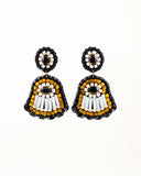 Black cream dangle earrings | unique hand beaded earrings