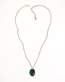 Dainty green pendant necklace | enamel petal drop necklace