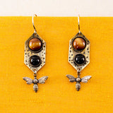 Black brown statement earrings