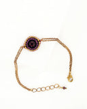 Dainty burgundy swarovski brass chain bracelet | beaded bracelet