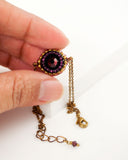 Dainty burgundy swarovski brass chain bracelet | beaded bracelet
