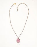 Light pink pendant necklace | Enamel teardrop necklace