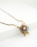 Vintage inspired floral choker | Mint Green necklace with brass filigree
