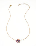 Lavender lilac floral dainty necklace with antique brass