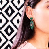 Emerald green statement dangle earrings