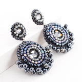 Sparkly grey beaded statement earrings