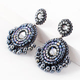 Sparkly grey beaded statement earrings