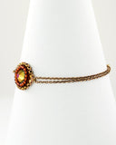 Delicate burnt orange Swarovski and gold brass bracelet