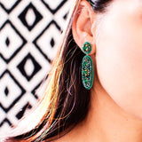 Emerald green statement dangle earrings