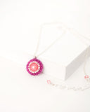 Coral and fuchsia pink beaded elegant swarovski necklace