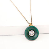 Green enamel pendant necklace