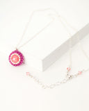 Coral and fuchsia pink beaded elegant swarovski necklace