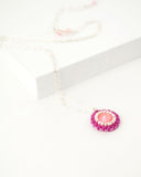Coral and fuchsia pink beaded elegant swarovski necklace