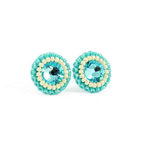 Turquoise, ivory stud earrings - Exquistry - 1